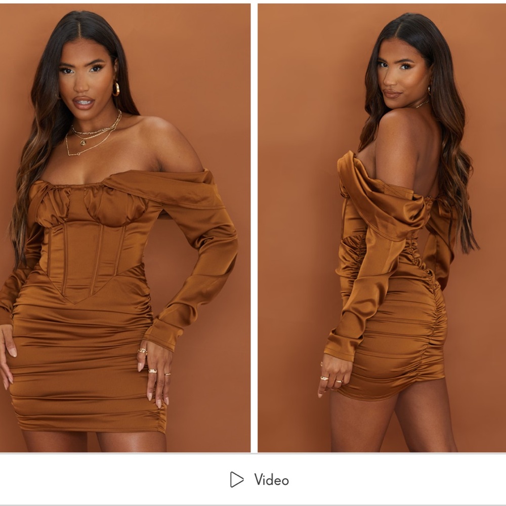 Pretty little thing chocolate satin dress